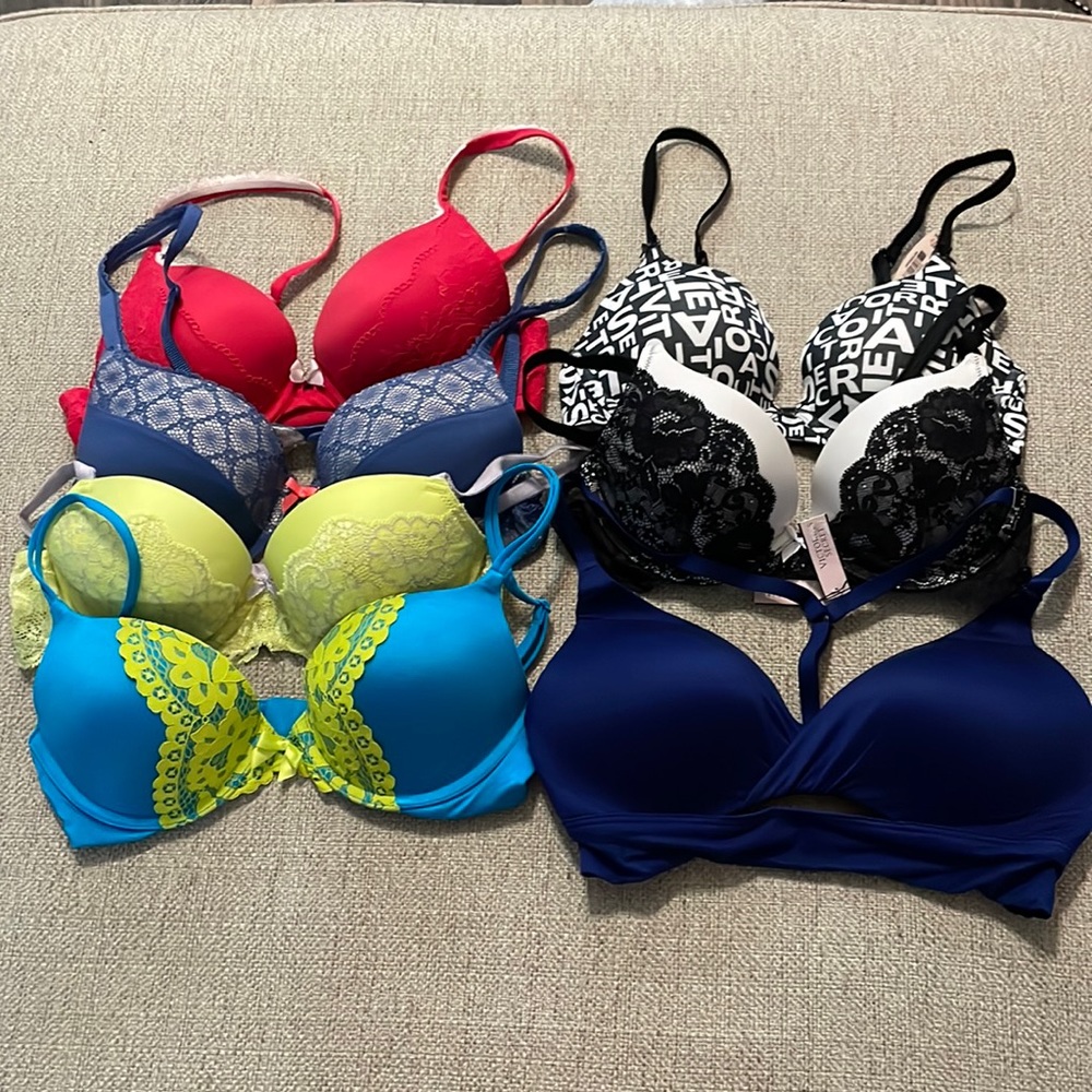 Victoria’s Secret Lot of 8 Bras 32C Various Colors Lace
